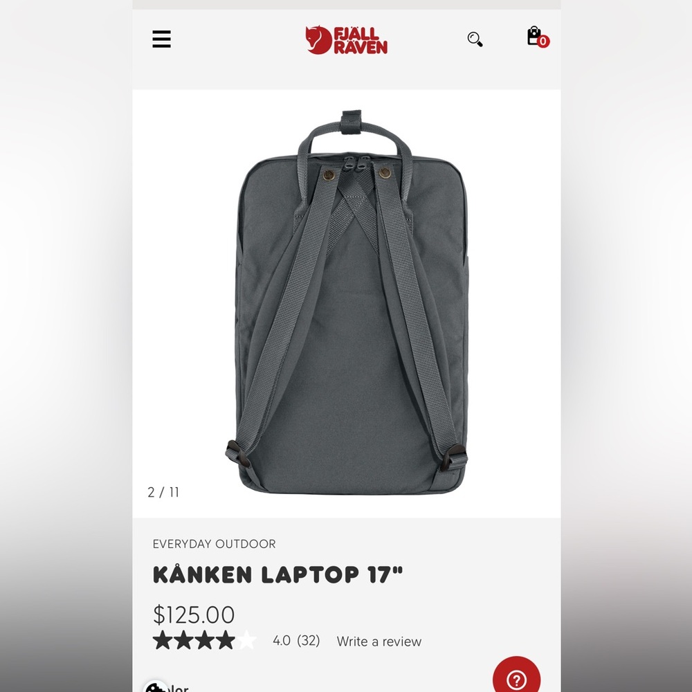 Fjallraven Kanken 17” laptop bag
